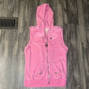 TWISTED HEART pink velour zip up - small . Rare find - y2k vintage